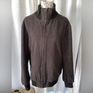 Vintage Gap Jacket Bomber Brown Wool Full Zip Mens Size L Y2K